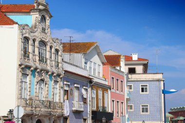 Aveiro town street, Portugal. Beautiful Portuguese architecture townscape.