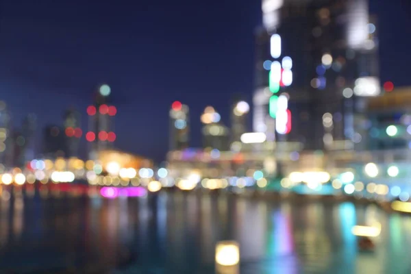 Night City Lights Blur Defocused Dubai City Blurred Neons — Stock Photo, Image