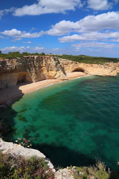 Παραλία Αλγκάρβε Τοπίο Της Περιοχής Algarve Στην Πορτογαλία Marinha Beach — Φωτογραφία Αρχείου