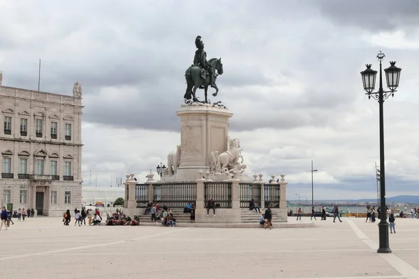 Lisbon Portugal June 2018 People Visit Comercio Square Praca Comercio — Stock fotografie