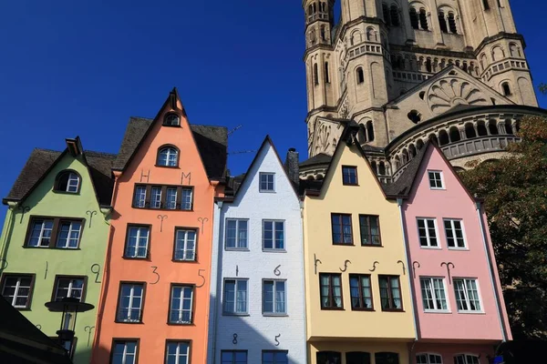 Kölner Altstadt Farbenfrohe Architektur Des Fischmarktes Und Der Großen Sankt — Stockfoto