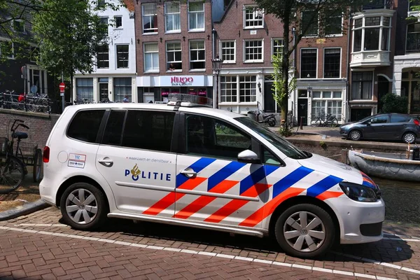 Amsterdam Nizozemsko Července 2017 Policejní Auto Amsterdamu Nizozemsko Policie Politie — Stock fotografie