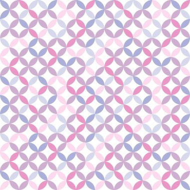 Overlapping circles seamless texture. Retro ovals and circles vector geometric fashion pattern. Subtle pastel purple fashion print.