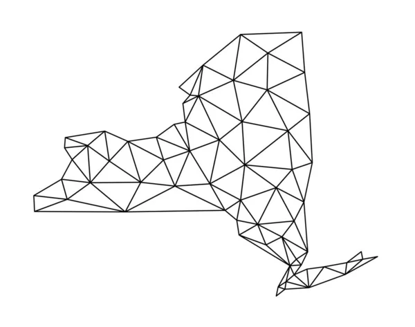 Prosta Mapa Wielokąta Stanu Nowy Jork Niski Poli Modny Styl — Wektor stockowy