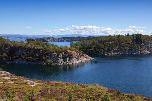 挪威岛屿景观 维斯特兰县岛屿景观与奥伊花园市索特拉岛景观 — 图库照片