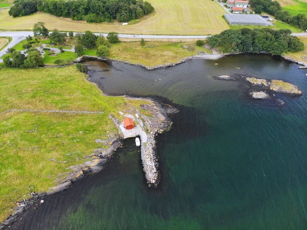 Stavanger Norveç Yakınlarındaki Rennesoy Adası Kıyısında Drone Bakış Açısı — Stok fotoğraf