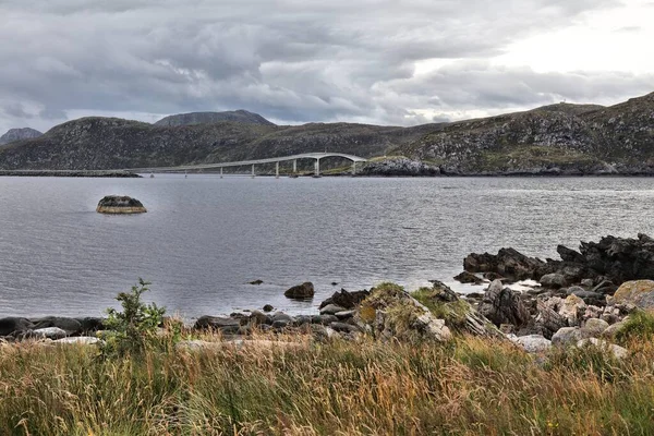 Runde Island Bridge Norway Heroy Municipality Infrastructure Road Bridge Connects — Stok fotoğraf