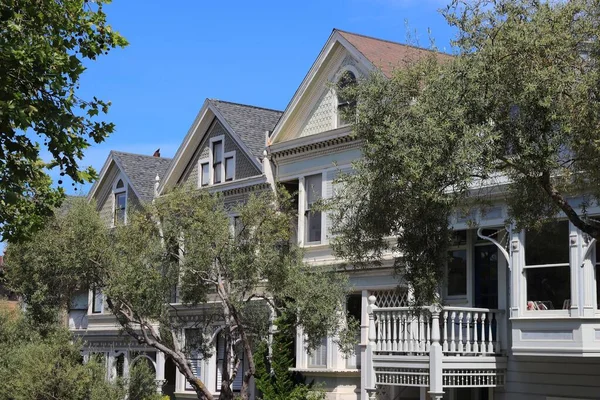 San Francisco Victorian Row Houses Fillmore District Neighborhood — Stockfoto