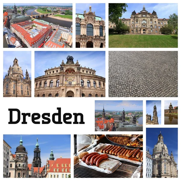 Dresde Alemania Postal Lugar Viaje Collage Foto Hito — Foto de Stock