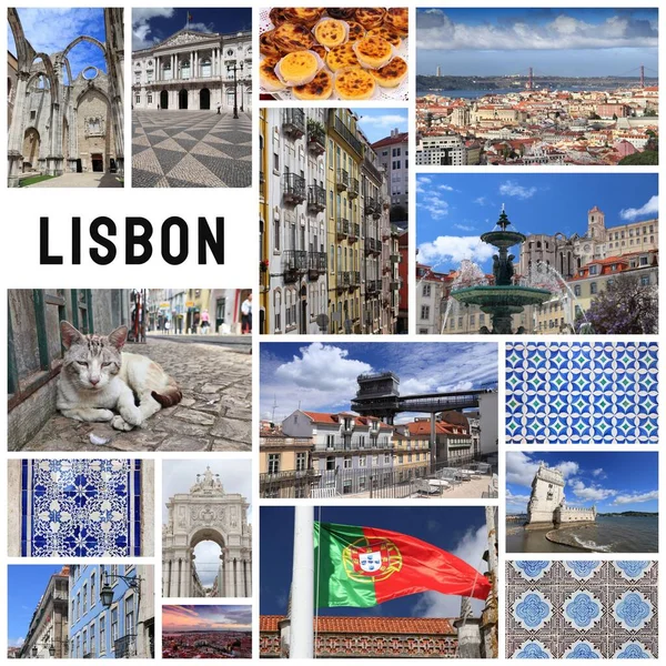 Landmarks Lisbon Portugal Travel Photo Collage Postcard Lisbon City — Foto Stock