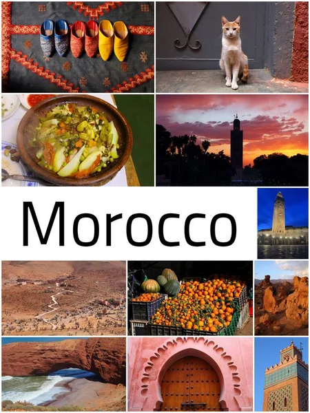 Morocco Photo Collage Travel Place Landmark Postcard — Photo