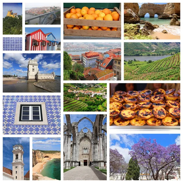 Portugal Travel Photo Collage Travel Places Landmarks Postcard — Foto Stock
