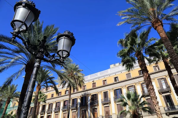 Placa Reial Landmark Town Square Palm Trees Barri Gotic District — Foto Stock