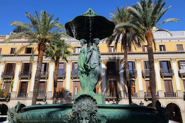 Placa Reial Landmark Town Square Palm Trees Barri Gotic District — стоковое фото