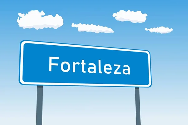 Fortaleza City Sign Brazil City Limit Welcome Road Sign — Vector de stock