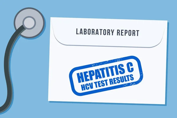 Laborergebnisse Hepatitis Hcv Gesundheitskonzept Umschlag Mit Medizinischen Laborberichten Vektorillustration — Stockvektor