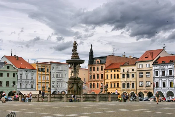 Ceske Budejovice Cechia Agosto 2008 Gente Visita Ceske Budejovice Città — Foto Stock