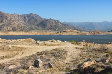 Drought in California. Low level of Lake Isabella in Kern County. United States landscape.