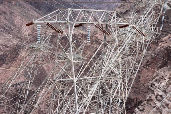 High Voltage Power Lines Hoover Dam Usa — Stockfoto