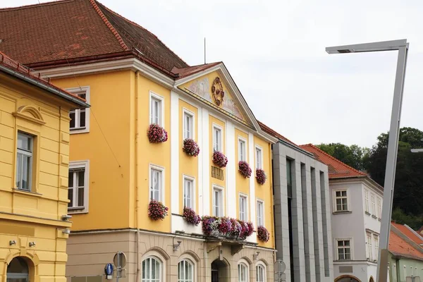 Bruck Der Mur Town Hall Rathaus Στην Αυστρία Πόλη Στη — Φωτογραφία Αρχείου