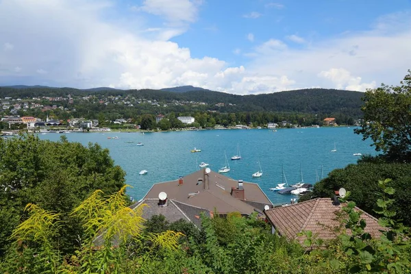 Worthersee Mountain Lake Austrian Alps Austria Landscape State Carinthia Town — ストック写真