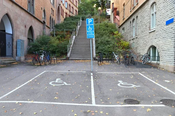 Accessible Parking Space Disabled Parking Spots Gothenburg City Sweden — Zdjęcie stockowe