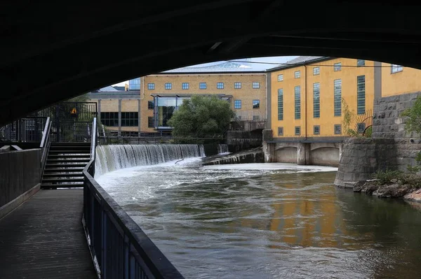 Miasto Norrköping Szwecji Dawny Krajobraz Przemysłowy Ożywiona Architektura — Zdjęcie stockowe