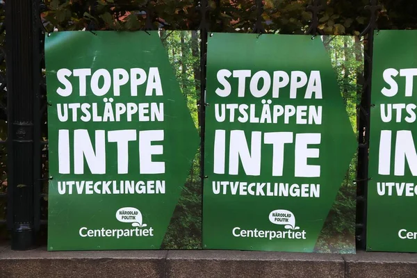 Stockholm Sweden August 2018 Poster Politik Centerpartiet Partai Tengah Sebelum — Stok Foto