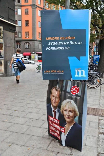 Stockholm Sweden August 2018 Socialdemokraterna Social Democratic Party Moderaterna Moderate — 图库照片