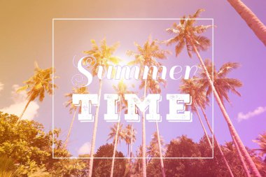 Yaz zamanı web sitesi afişi. Sosyal medya içeriği için yazlık kelime posteri.