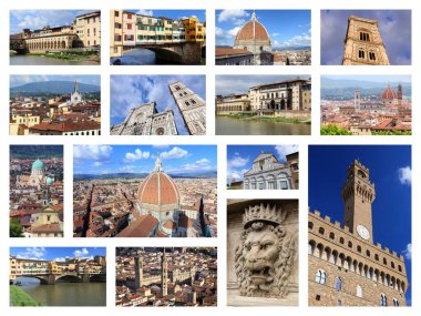 Floransa fotoğraf kolaj - İtalya şehir Simgesel Yapı Kartpostal koleksiyonu.
