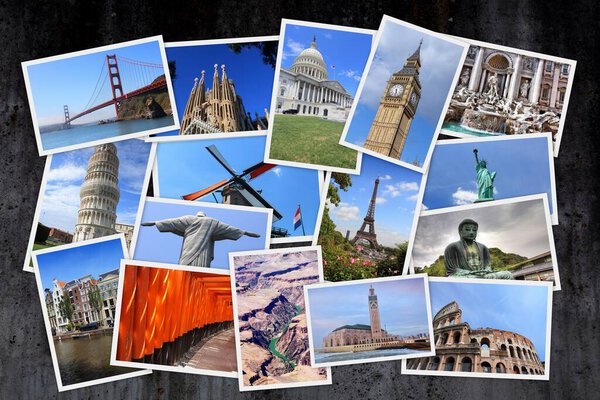 Мировой коллаж. Фотографии туристических направлений. Путешествие по миру фото стек.
