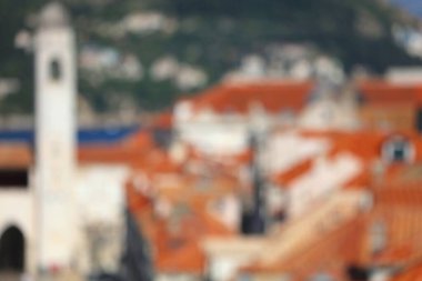 Dubrovnik, Hırvatistan. Bulanık bokeh soyut arkaplan. Odaklanamayan Hırvatistan dokusu.