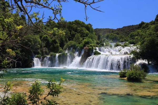 Krka Vízesések Krka Nemzeti Park Horvátországban Horvátországi Táj — Stock Fotó