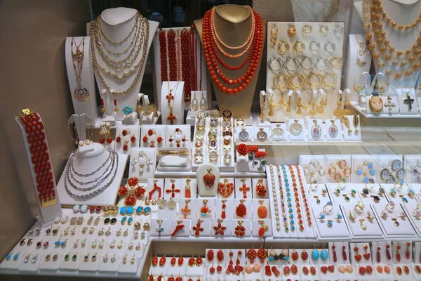 Coral Jewelry Croatia Jewellery Shop Window Display Dubrovnik Croatia Adriatic — Stock Photo, Image