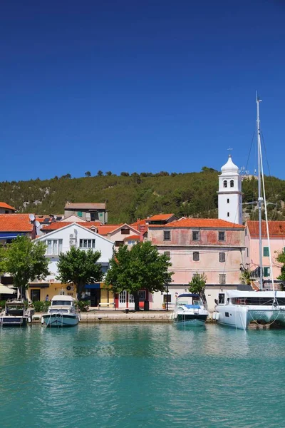 Ciudad Skradin Croacia Paisaje Urbano Frente Río Krka — Foto de Stock