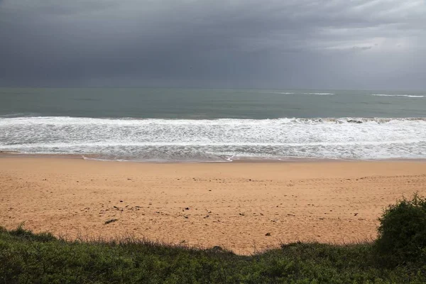 Natureza Marrocos Sidi Bouzid Ondas Praia Perto Jadida Dia Chuvoso — Fotografia de Stock