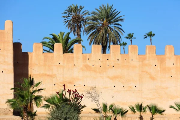 Τείχη Και Φοίνικες Στην Πόλη Taroudant Μαρόκο — Φωτογραφία Αρχείου