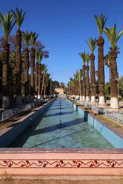 Park Fontän Och Palmer Taroudant Stad Marocko — Stockfoto