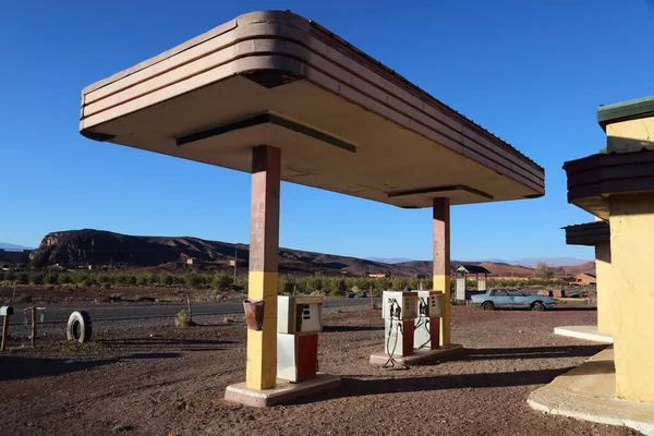 Verlassene Amerikanische Tankstelle Marokko Ehemaliger Drehort — Stockfoto