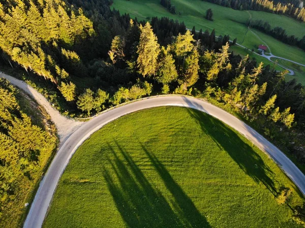 Австрійський Безпілотний Вид Постальмська Панорама Сцена Звивистої Гірської Дороги Районі — стокове фото