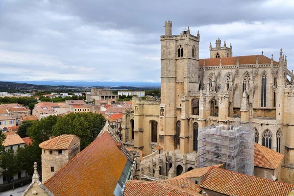 Narbonne Stad Frankrike Stadsbilden Flygfoto Med Katedralen — Stockfoto