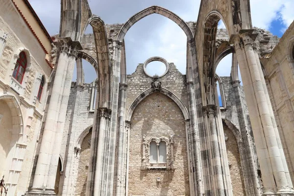 Lisbon City Portugal Carmo Convent Church Ruined Earthquake Portuguese Name — Stockfoto