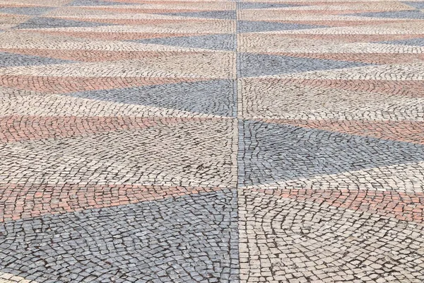 Kamenné Dlážděné Náměstí Pozadí Ornamentální Dlažební Vzor Okrese Belem Lisabonu — Stock fotografie