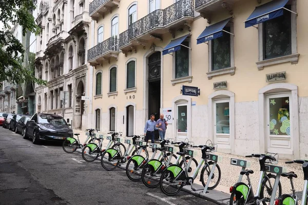 Lisboa Portugal Junho 2018 Estação Partilha Bicicletas Cidade Gira Avenida — Fotografia de Stock