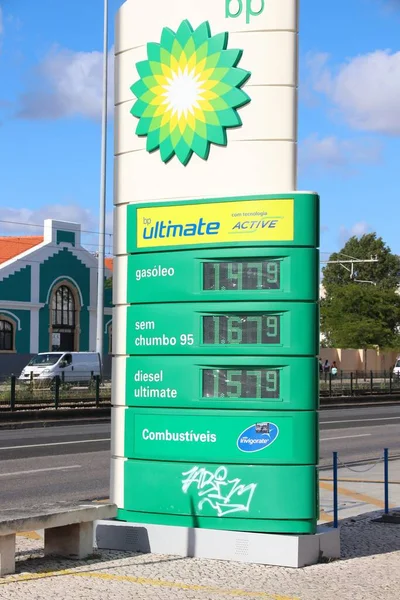 Lisboa Portugal Junho 2018 Preços Dos Postos Gasolina Portugal British — Fotografia de Stock