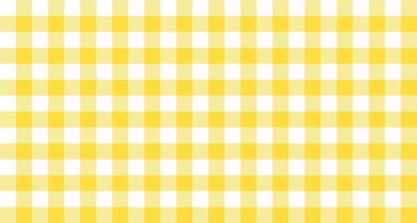 Sarı beyaz gingham desenli. Retro ekose kumaş deseni. Eski moda tasarımı kusursuz vektör.