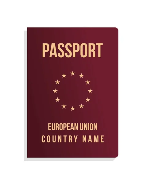 欧盟护照封面模板 欧盟护照正面有红色封面的分离载体 国际旅行A — 图库矢量图片