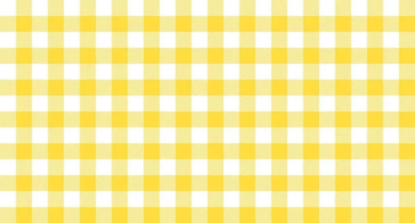Yellow White Gingham Seamless Pattern Retro Plaid Fabric Pattern Vintage — Stock Vector