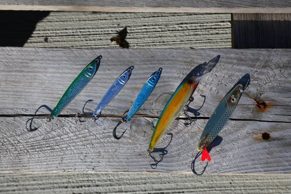 Fishing Lures Fishing Norway Metal Slug Type Lures Spin Fishing — Stock Photo, Image